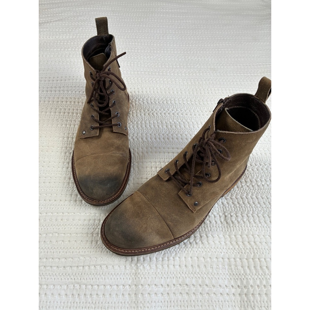 Ecco Kenton Boots Lace Up Mid Cut Distressed Brown Suede Leather US 9 EU 43